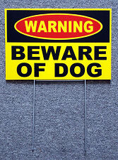 Warning Beware Of Dog Sign 8x12 New With Stake Security Surveillance Yellow