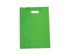 Green Plastic Shopping Bags Low Density Gift Store Diecut Handles 9x12 Lot 500
