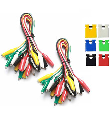 2x 10pc Metered Color Insulating Test Lead Cable Set Double Ended Alligator Clip
