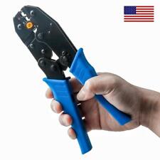 Blue Insulated Electrical Ferrule Ratchet Wire Plier Cable Crimper Crimping Tool