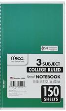 Mead Spiral Notebook 3 Subject College Ruled Paper 150 Sheets 9 12 X 5 12