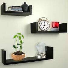 Set Of 3 Wall Mount Shelf Home Office Decor Shelves Frame Floating Display Black