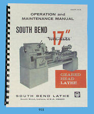 South Bend Lathe 17 Turn Nado Operation Maintenance Amp Parts List Manual 918