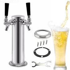 Stainless Steel Double 2 Tap Draft Beer Tower Kegerator Dual Chrome Faucet New
