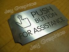 Engraved Push Button For Assistance Wall Sign Office Retail Business Plaque