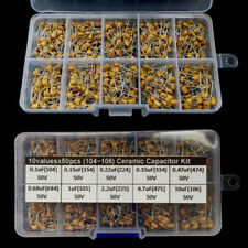 500pcs 10 Values 01uf10uf 50v Ceramic Capacitor Assorted Kit Assortment Set