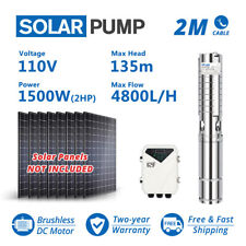 3 Dc Solar Water Pump Ss Impeller Deep Well 1500w Submersible With Controller