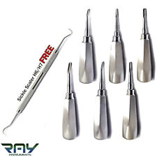 Set Of 6 Dental Luxating Elevators Straight Curved Shank Extraction Free Sickle