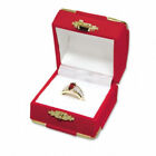 6 Red Velvet Brass Accent Ring Jewelry Display Presentation Gift Boxes