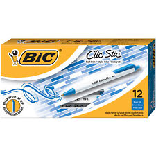 Bic Clic Stic Retractable Ball Pen Medium Point Blue 12 Pack
