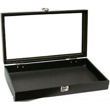Jewelry Showcase Display Case Glass Top Portable Travel Box Black New
