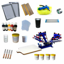Top Grade 4 Color 1 Station Silk Screen Printing Kit Shirt Printer Ink Squeegee
