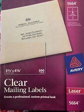 Avery Clear Shipping Labels 5664 Laser 3 13 X 4 18 282box 072782056643