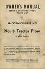 International Vintage 8 Tractor Plow Owners Parts Manual 1947