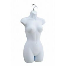 New Female Dress Mannequin Form Hard Plastic White With Hook For Hanging 1pk