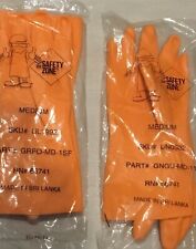 Orange Neoprene Latex Blend Flock Lined Latex Gloves Medium 2 Pairs New