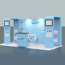 20ft Portable Tension Fabric Trade Show Display Booth Kit With Podium Lights