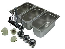 Concession Sink 3 Compartment Portable Food Truck 3 Small With Faucet Drain Traps
