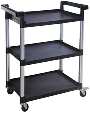 Maxworks 80774 3 Shelf Utility Plastic Cart With Wheels 225 Lbs Maximum Capacity