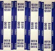 100 Blue 1 Self Sealing Currency Bands 100 Cash Money Straps For Ones