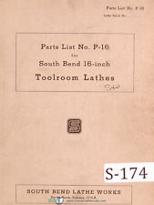 South Bend Lathe Works 16 P 16 Parts Lists Bench Lathe Manual 1943