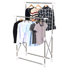 Heavy Duty Collapsible Adjustable Clothing Double Rail Garment Rack Hanger Us