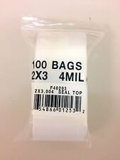100 Small Resealable 2x 3 Plastic Seal Top Bags 4mil Food Safe Bags