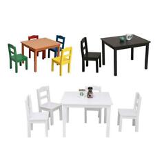 Child 5 Piece Dining Table Set Chair Wood Kitchen Breakfast Furniture 6 Colors