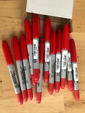 Sharpie Twin Tip Permanent Marker Fineultra Fine Point Red Box Of 12 32202