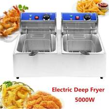 5000w 12l Electric Deep Fryer Dual Tank Commercial Restaurant Stainless Steel
