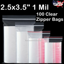 100bags 25x35 Small Clear Reclosable Zip Plastic Beads Packing Poly Zipper 1mi