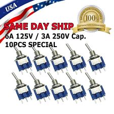 10 Pcs 3 Pin Spdt On On 2 Position Mini Toggle Switches Mts 102 Blue Us Stock