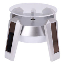Solar Power 360 Rotating Display Stand Turn Table Plate With Led Light Silver