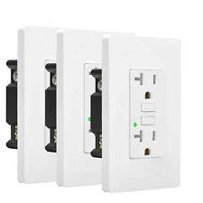 Safe Gfi Gfci Outlet 20 Amp Electrical Receptacles Ac Wall Plug Led White 3 Pack