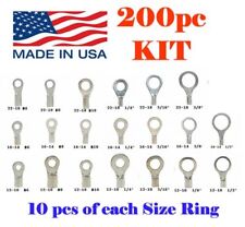 200 Non Insulated Ring Wire Terminal Connector Kit 22 18 16 14 Amp 12 10 Awg Usa