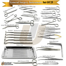 25 Pcs Minor General Amp Plastic Surgery Instruments Set Veterinary Dissection Kit