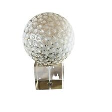 Chass Glass Texture Golfball And Golf Tee Desk Paperweight Excellent Condition