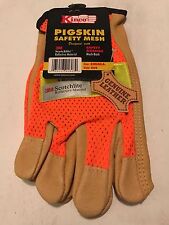 Kinco 909 Unlined Grain Pigskin Leather High Visibility Glove Size Small