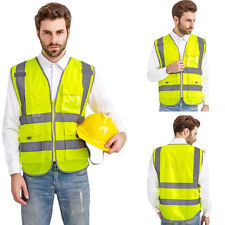 High Visibility Reflective Safe Vest Multi Pockets Security Waistcoat Work Kit