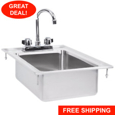 10 X 14 X 5 Stainless Steel Drop In Sink Commercial Hand Wash Bar With Faucet