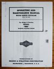 Briggs Stratton Model Wmb Operating And Maintenance Manual With Parts Catalog
