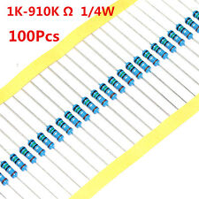 100pcs 14w 025w Metal Film Resistor 1 1k 910k Ohm 1 K 910 K