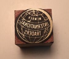 Vintage Printer Wood Metal Print Block Letterpress International Traders Logo