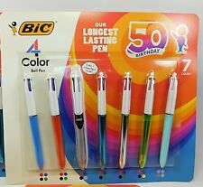 1x Bic 4 Color Retractable Ball Point Pen Med Pt 10 Mm 7 Pack