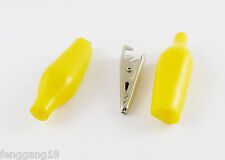 2pcs Battery Clamp Test Probe Alligator Clip With Boot Small Size 27mm Yellow