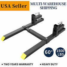 Pallet Forks 1500lbs 60 Tractor Clamp On Bucket Quick Attach With Stabilizer Bar