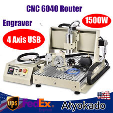 4axis Cnc 6040z Router Engraver Woodworking Engraving Machine 15kw Vfd Usb Port