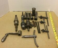 Lot Of Vintage Metal Lathe Drill Tools Adapter Reducer Sleeve Wrench Chuck Keys