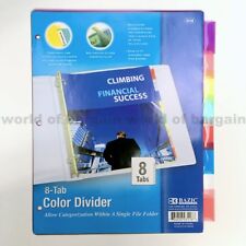 8 Tab Colored Dividers 3 Ring Binder See Thru Plastic Film File Folder Inserts