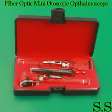 Premium Fiber Optic Mini Otoscope Opthalmoscope Diagnostic Set Ent Red Color